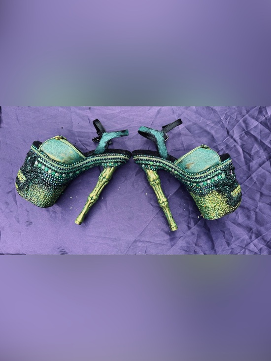 Pleaser Shoes - Embellished Green Jewel rapture Heels Women Shoes